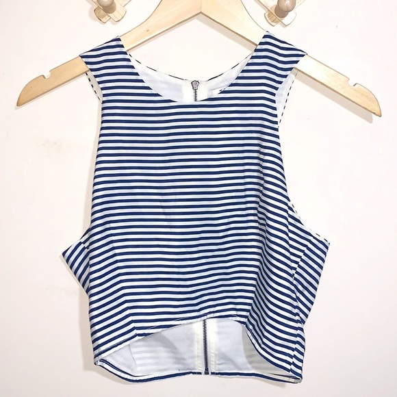 Tobi Navy & White Striped Crop Top - Picture 4 of 6